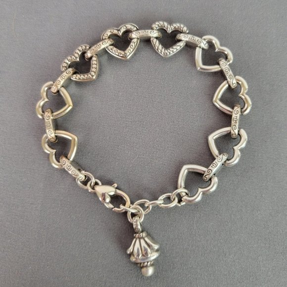 Jewelry - Chunky Silver Tone Linked Hearts Bracelet